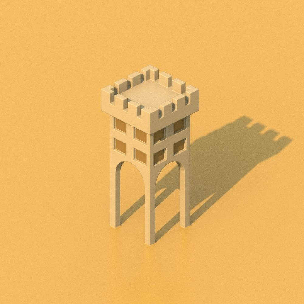 Isometric Cartoon Low Poly Medieval Castle 3D model Low-poly 3D model_46