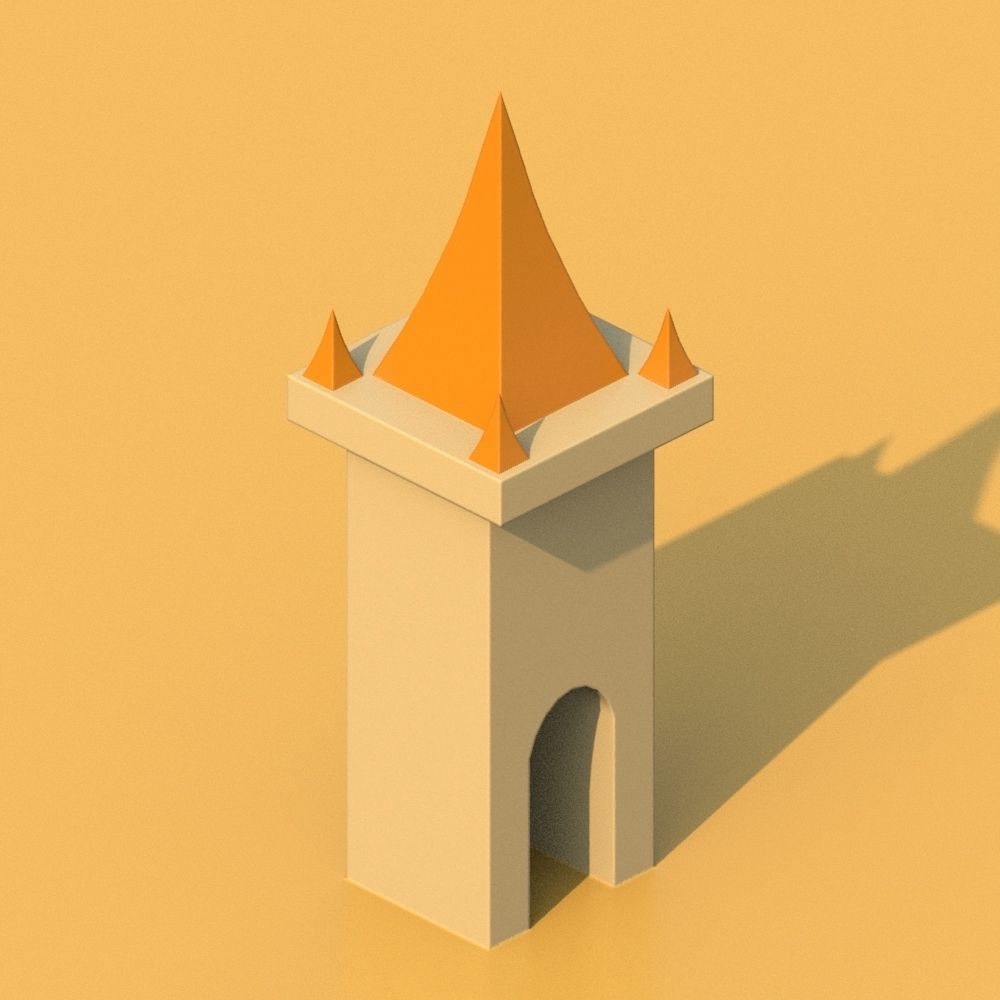 Isometric Cartoon Low Poly Medieval Castle 3D model Low-poly 3D model_40