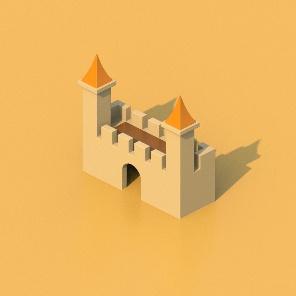 Isometric Cartoon Low Poly Medieval Castle 3D model Low-poly 3D model_25