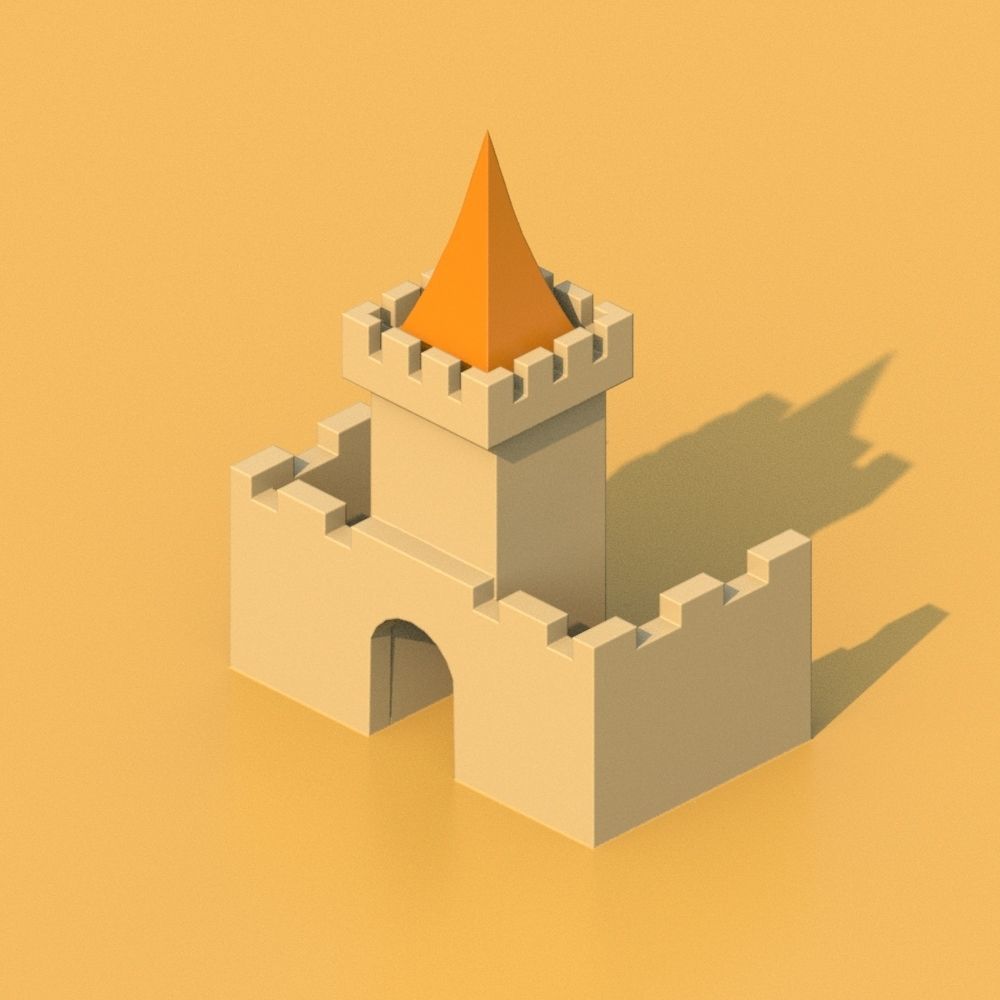 Isometric Cartoon Low Poly Medieval Castle 3D model Low-poly 3D model_18