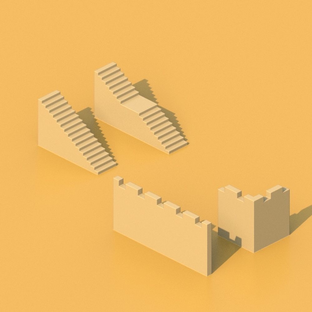 Isometric Cartoon Low Poly Medieval Castle 3D model Low-poly 3D model_8