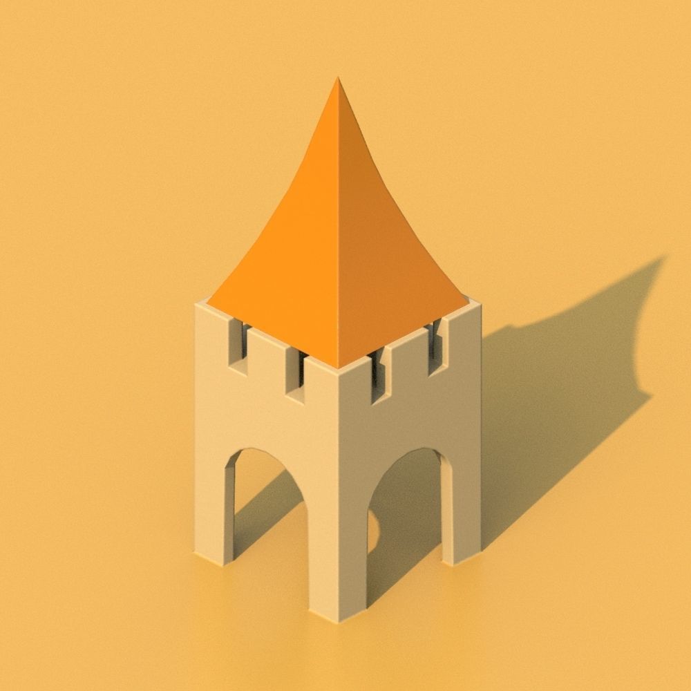 Isometric Cartoon Low Poly Medieval Castle 3D model Low-poly 3D model_36