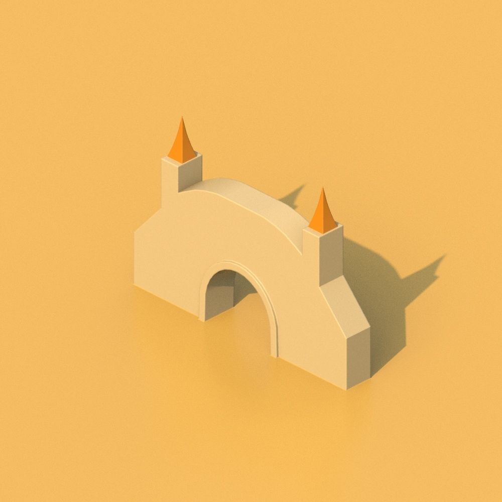 Isometric Cartoon Low Poly Medieval Castle 3D model Low-poly 3D model_12