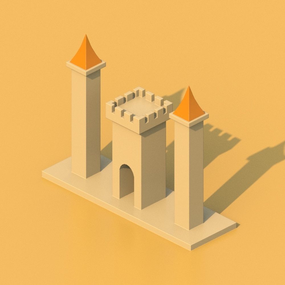 Isometric Cartoon Low Poly Medieval Castle 3D model Low-poly 3D model_42