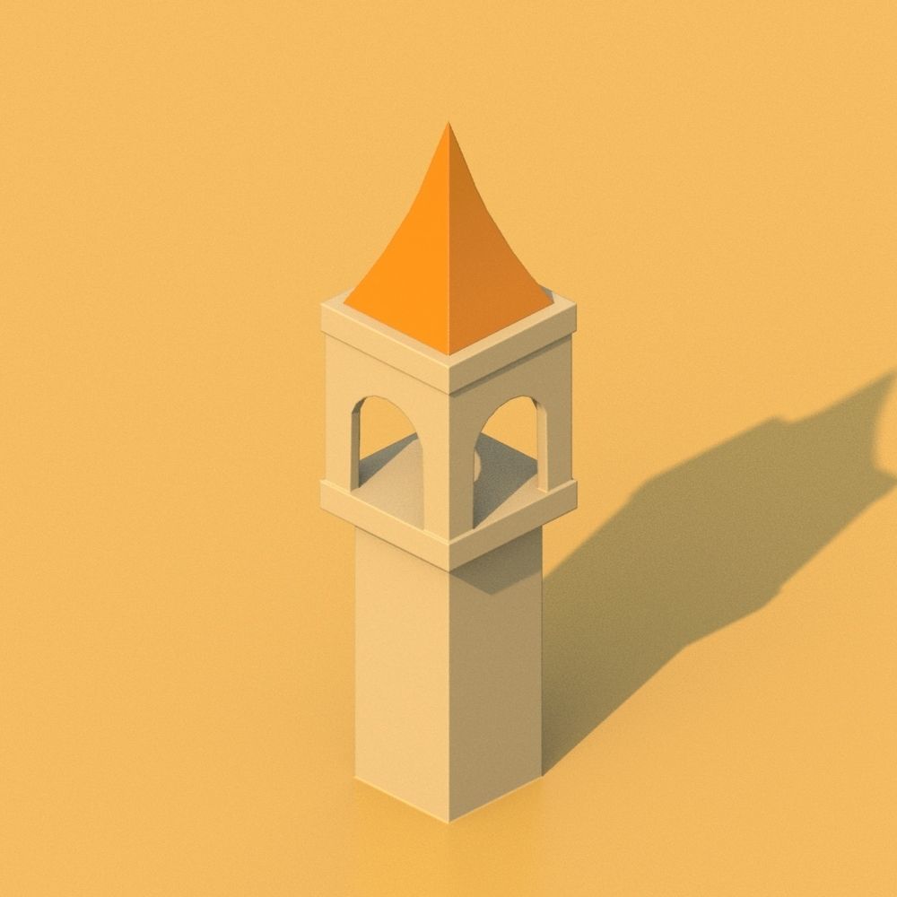 Isometric Cartoon Low Poly Medieval Castle 3D model Low-poly 3D model_30