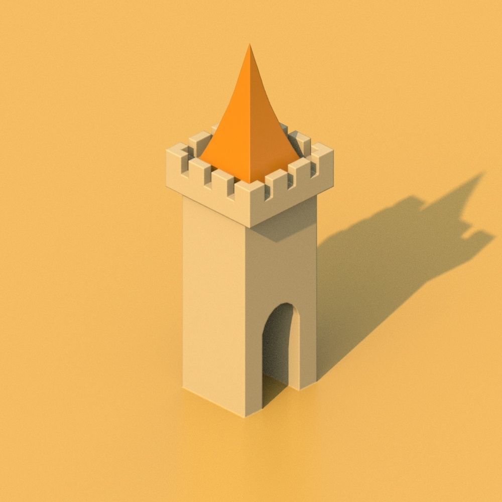 Isometric Cartoon Low Poly Medieval Castle 3D model Low-poly 3D model_37