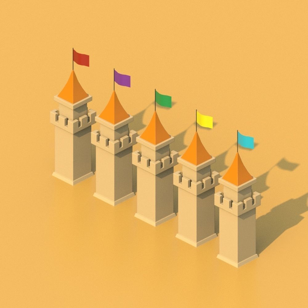 Isometric Cartoon Low Poly Medieval Castle 3D model Low-poly 3D model_7