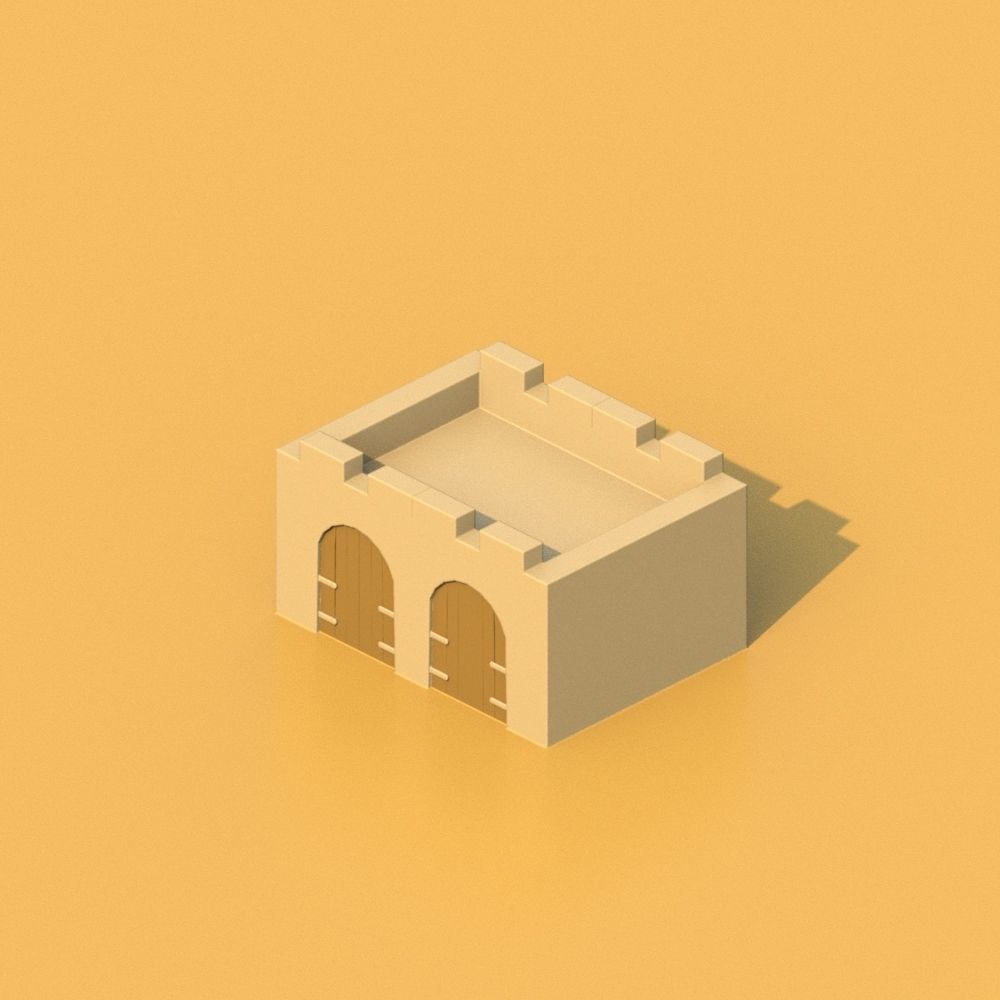 Isometric Cartoon Low Poly Medieval Castle 3D model Low-poly 3D model_28