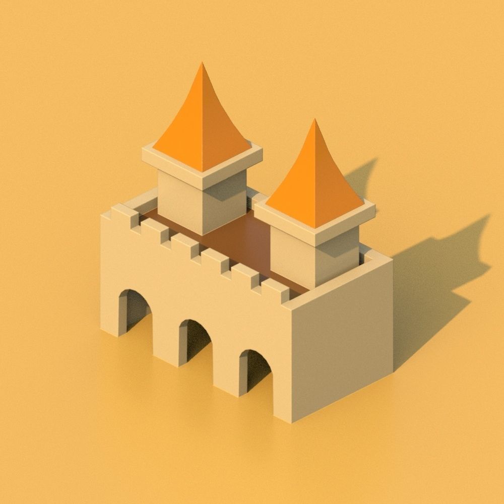 Isometric Cartoon Low Poly Medieval Castle 3D model Low-poly 3D model_44