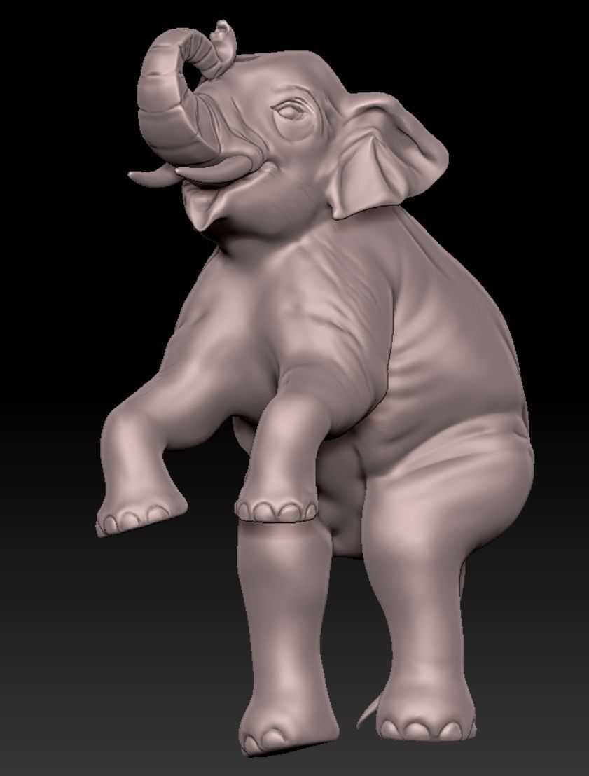elephant standing on two legs 3D print model_3