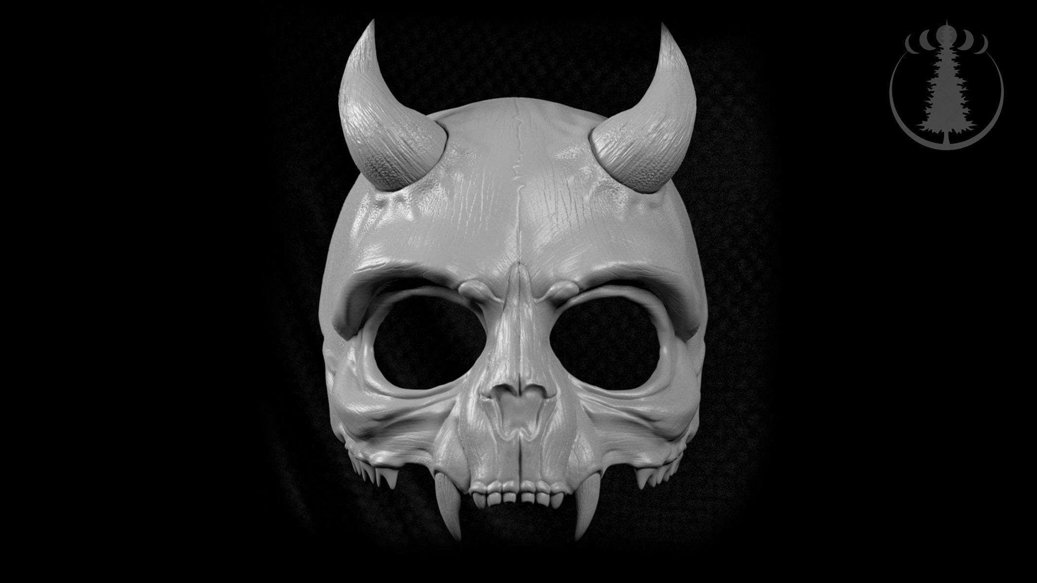 Demon Skull Scary Mask for Cosplay 3D print model_1