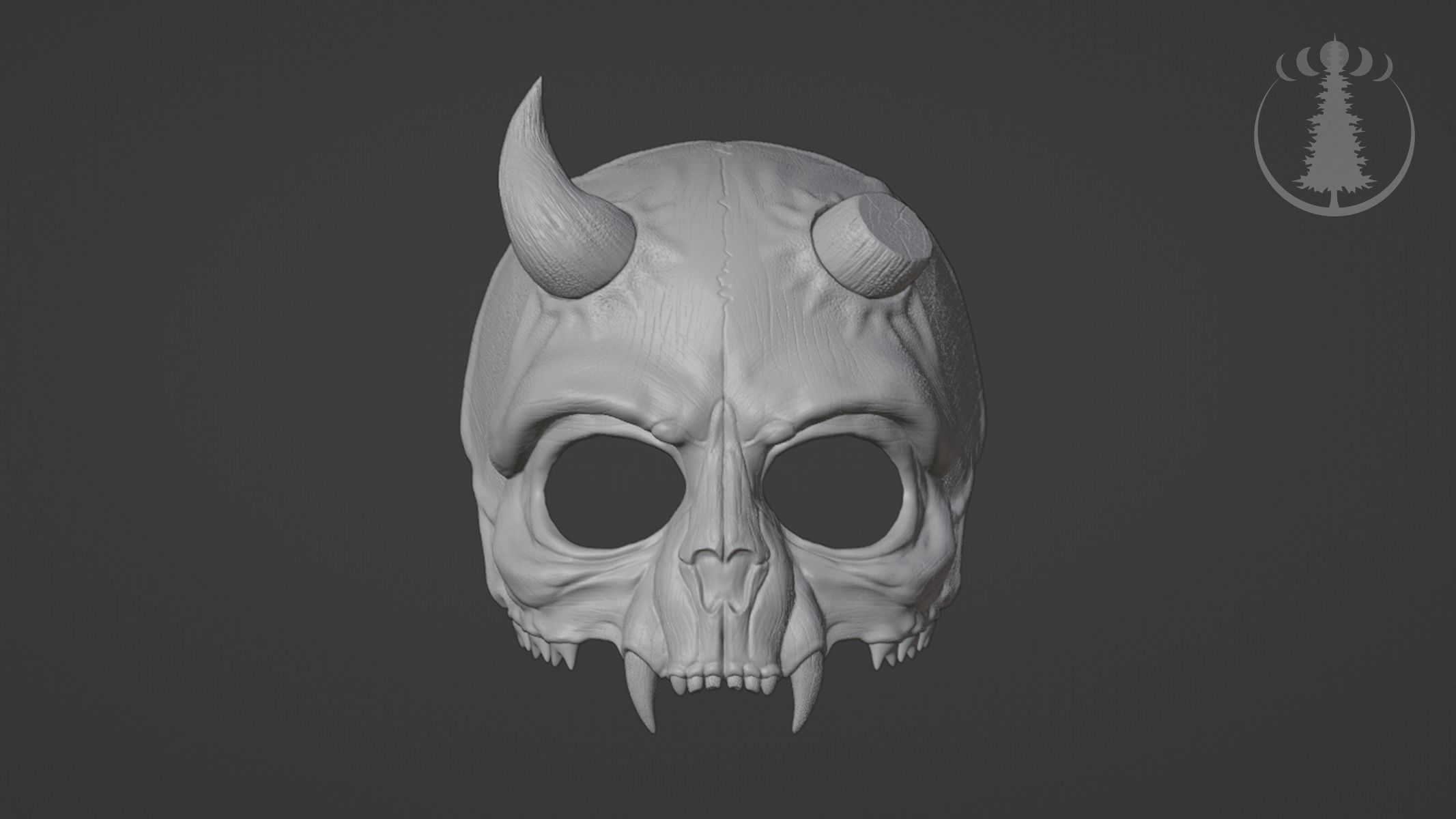 Demon Skull Scary Mask for Cosplay 3D print model_8