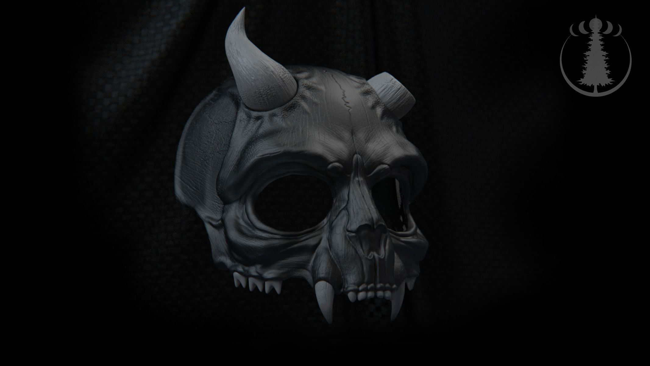 Demon Skull Scary Mask for Cosplay 3D print model_3