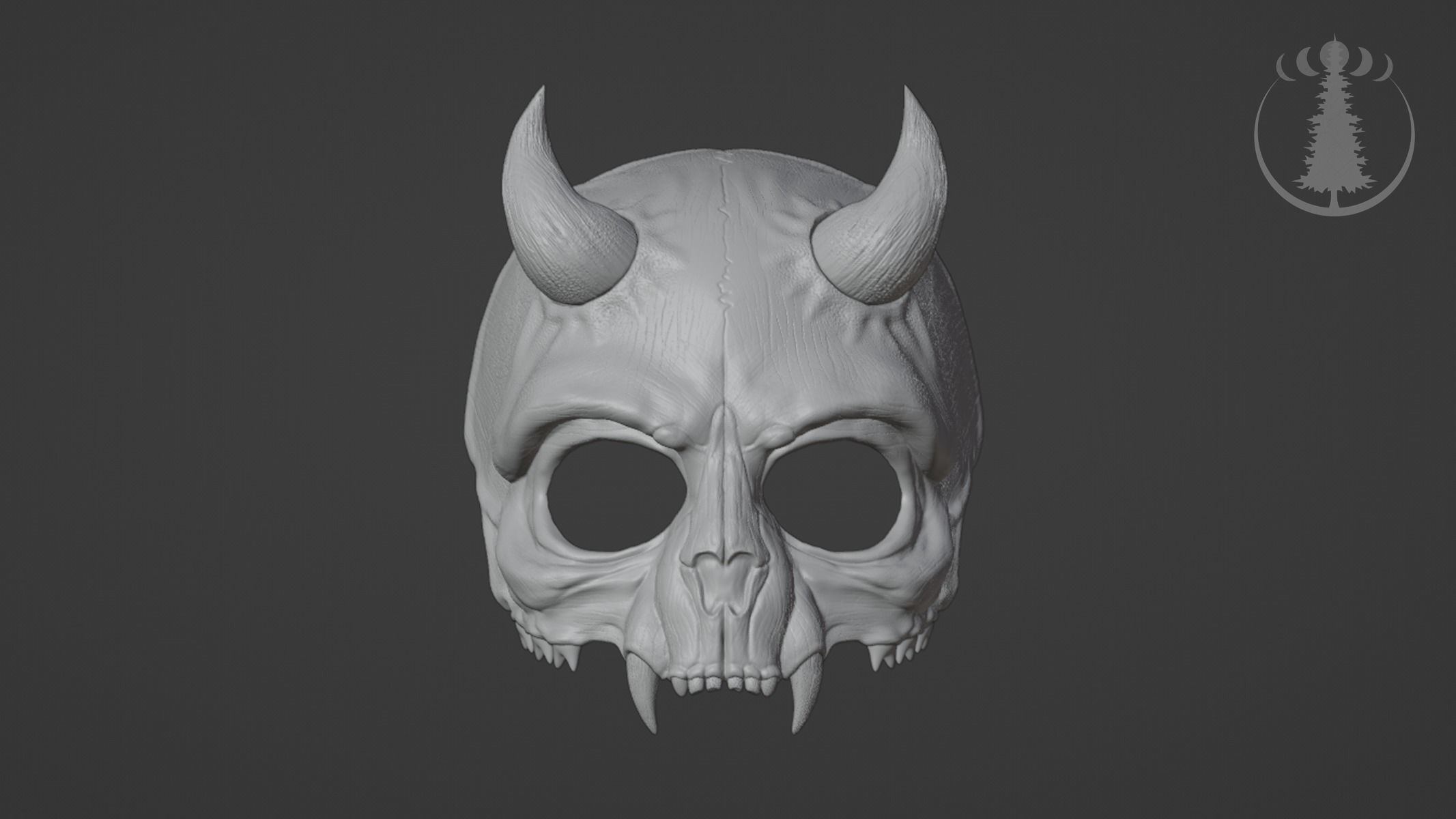Demon Skull Scary Mask for Cosplay 3D print model_6