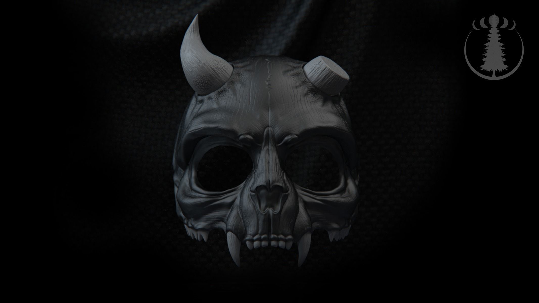 Demon Skull Scary Mask for Cosplay 3D print model_4