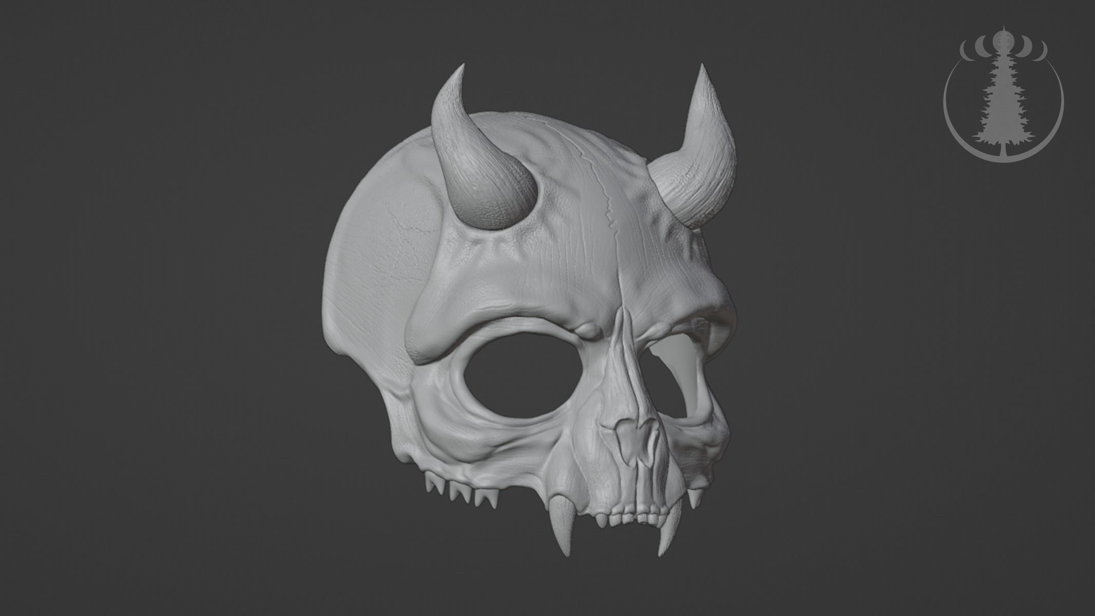 Demon Skull Scary Mask for Cosplay 3D print model_7