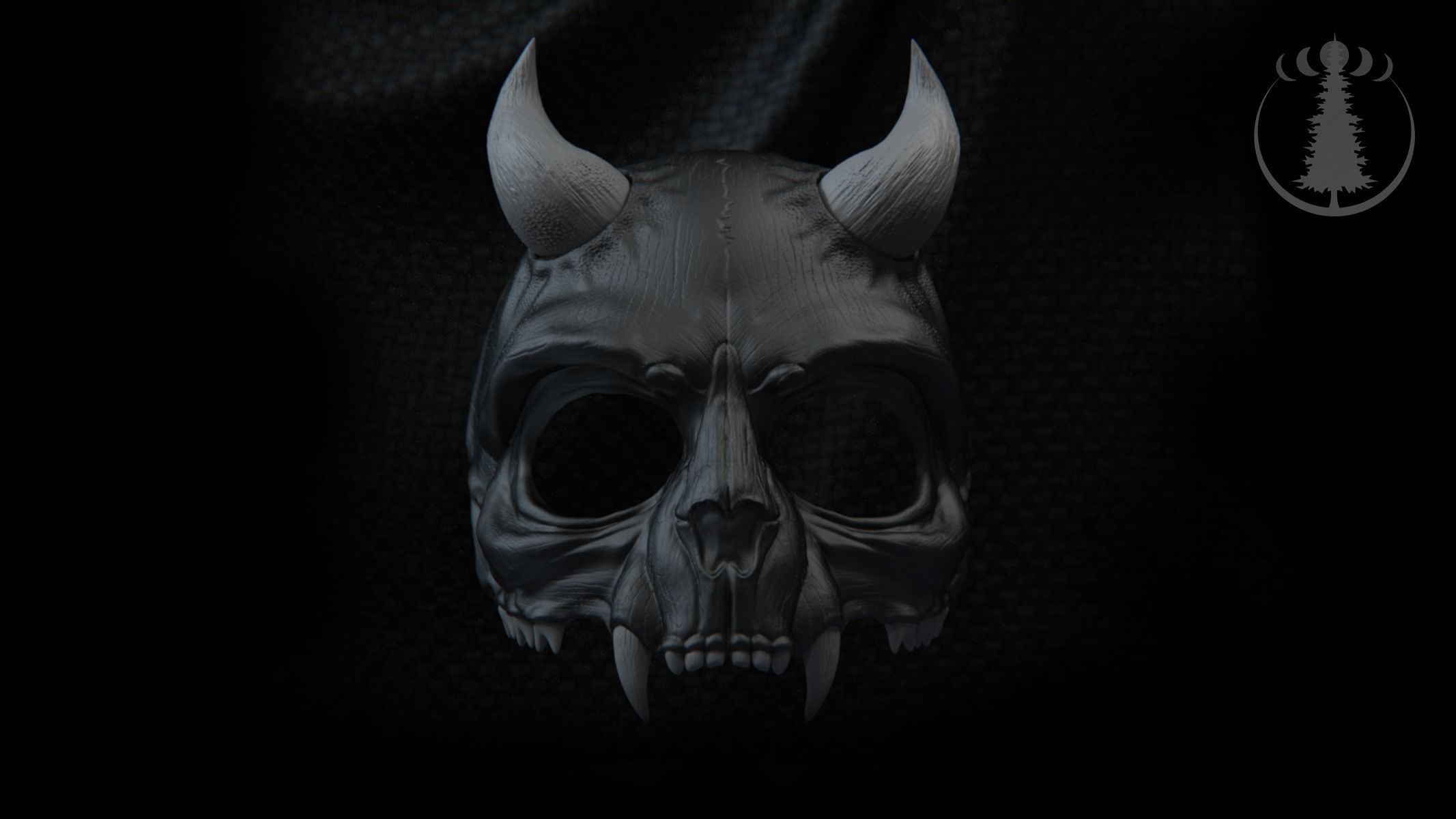 Demon Skull Scary Mask for Cosplay 3D print model_5