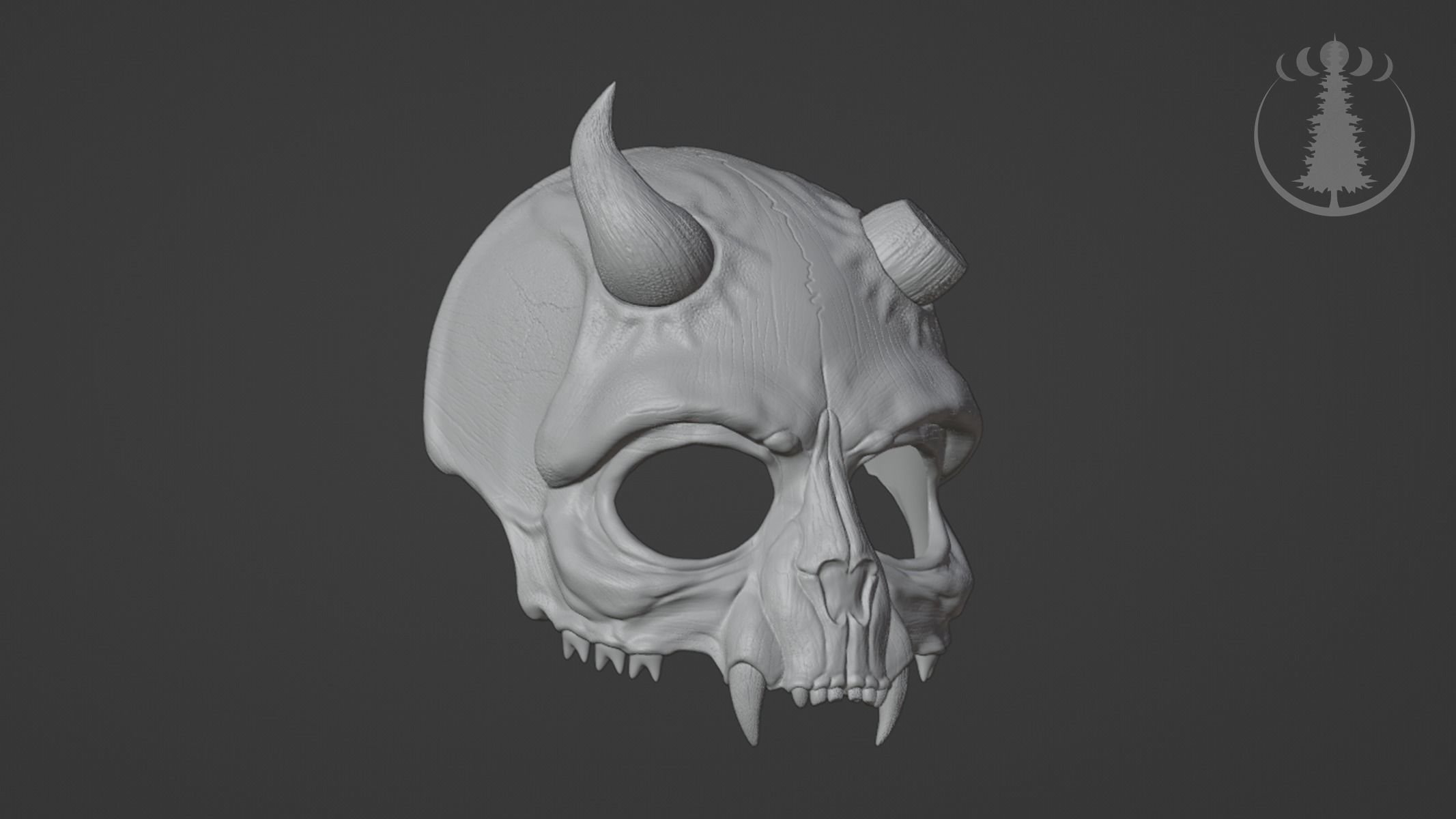 Demon Skull Scary Mask for Cosplay 3D print model_9