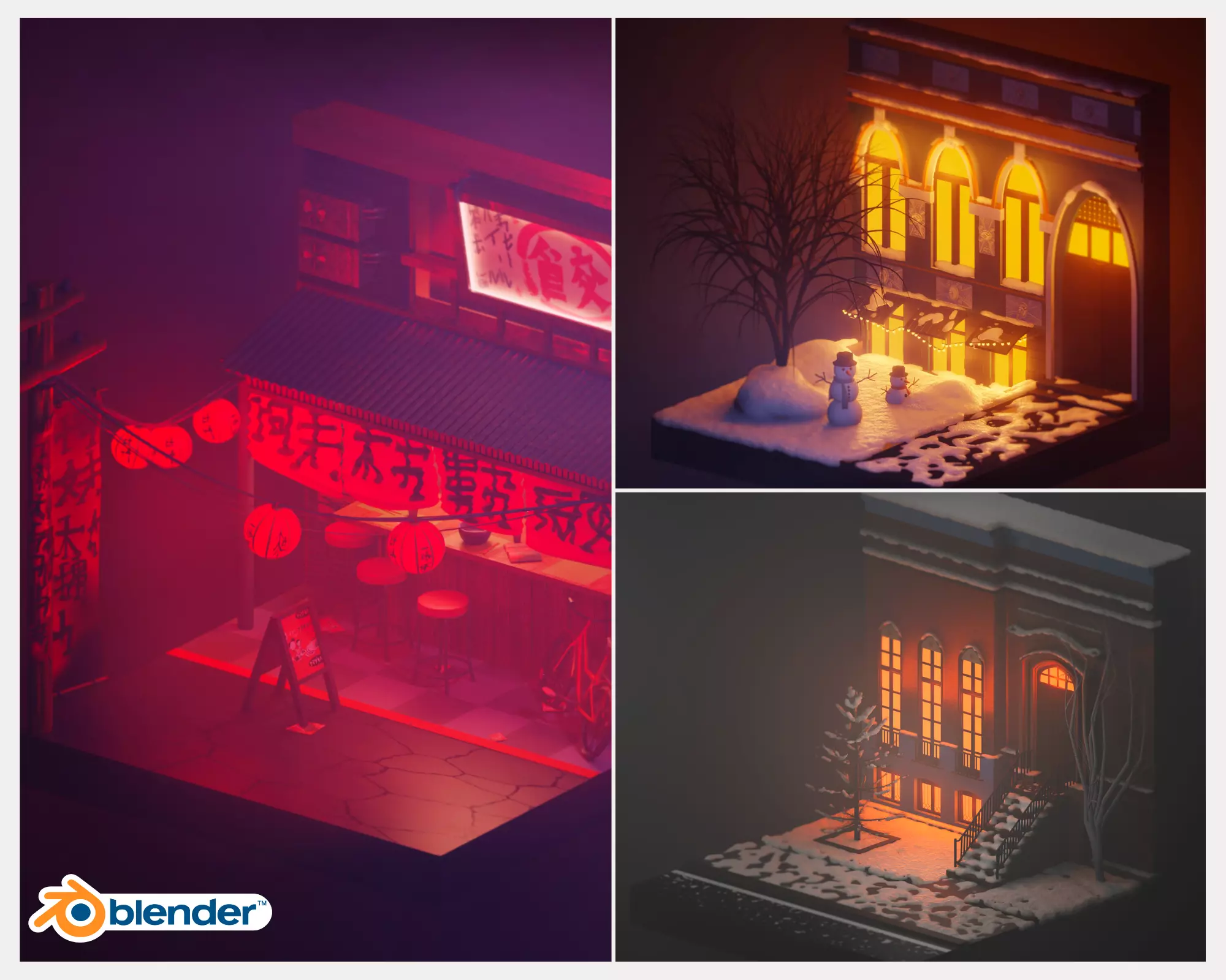 3 Scene of Street Japan Kiev New York 3D Model Collection_0