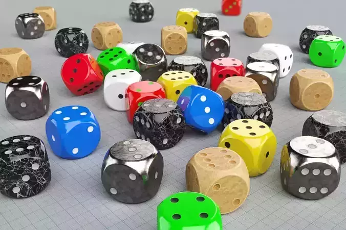 Dice models Low-poly 3D model