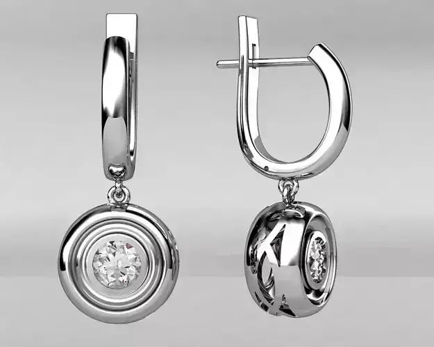 Earring rose gold earrings with diamond in center