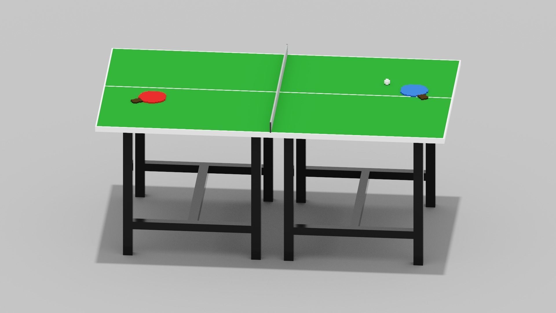 Voxel Ping Pong Table  Low-poly 3D model_25