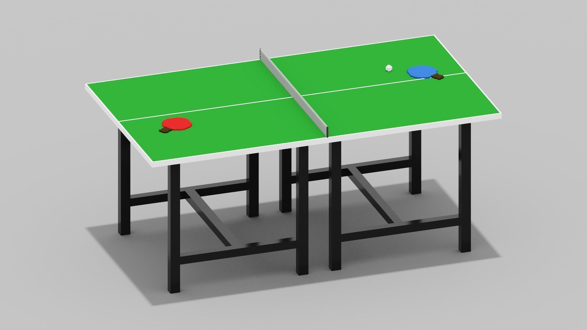 Voxel Ping Pong Table  Low-poly 3D model_24