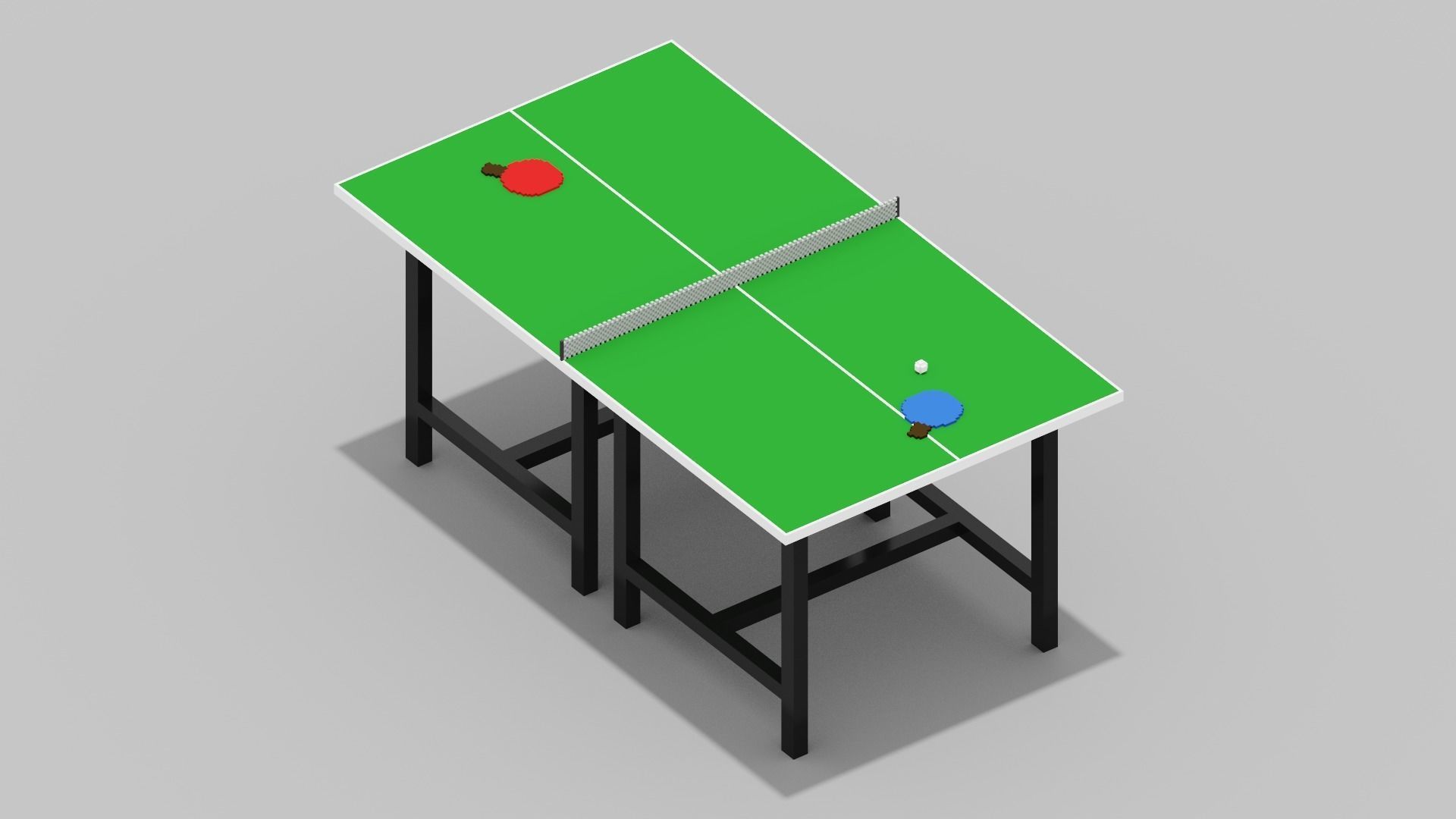 Voxel Ping Pong Table  Low-poly 3D model_11