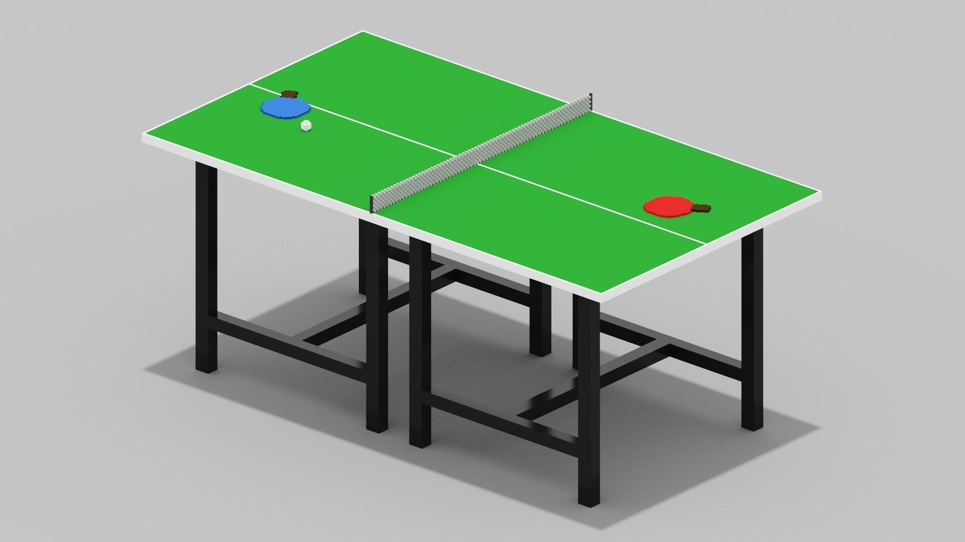 Voxel Ping Pong Table  Low-poly 3D model_19
