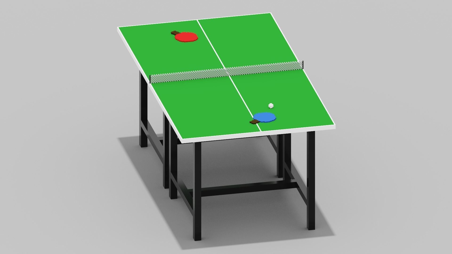 Voxel Ping Pong Table  Low-poly 3D model_5