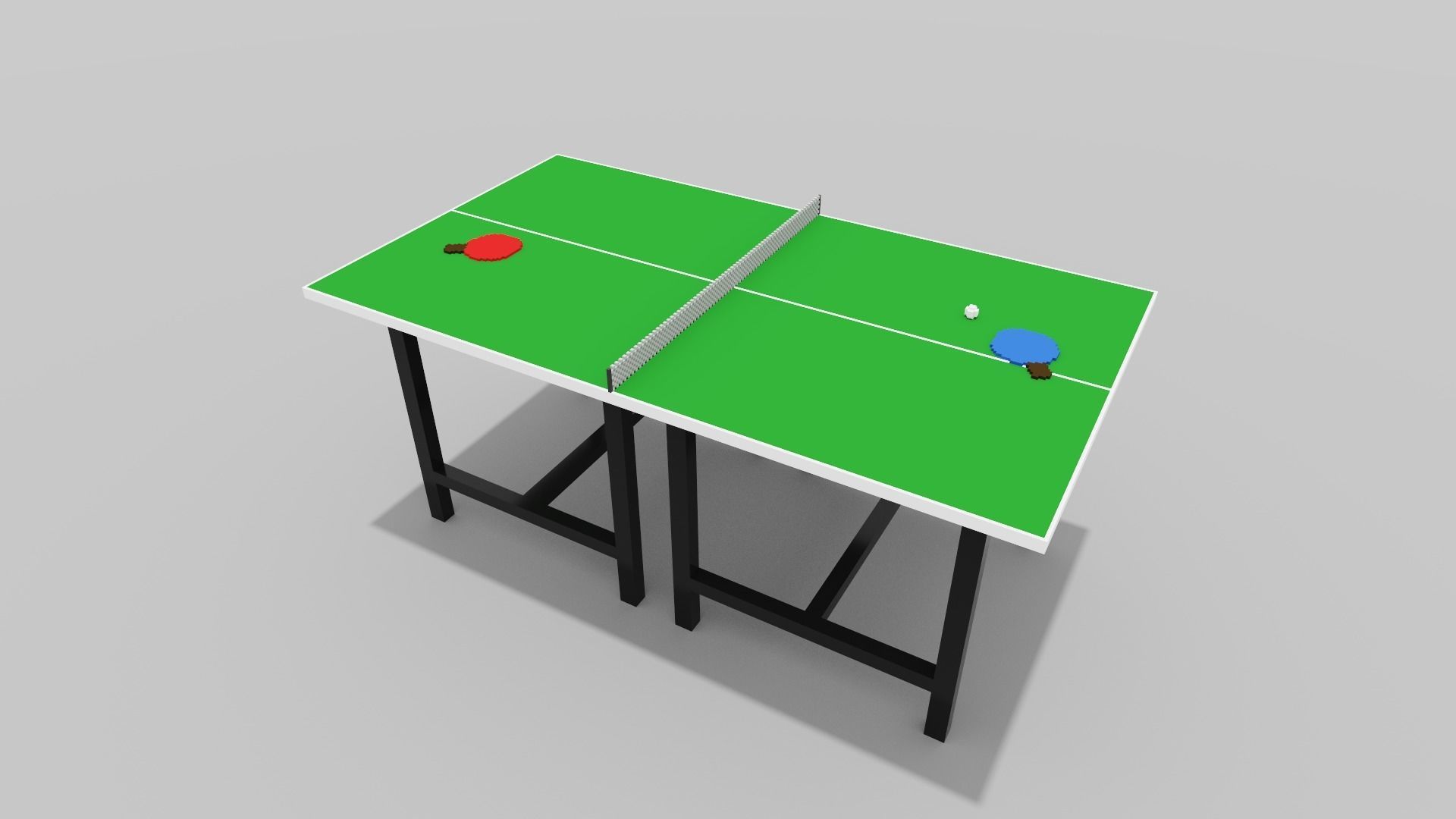 Voxel Ping Pong Table  Low-poly 3D model_13