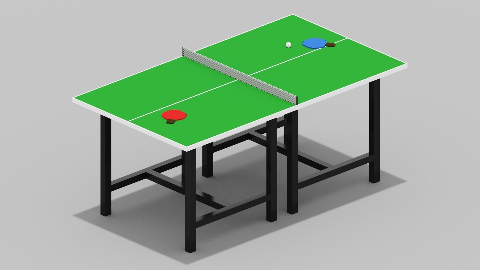 Voxel Ping Pong Table  Low-poly 3D model_23