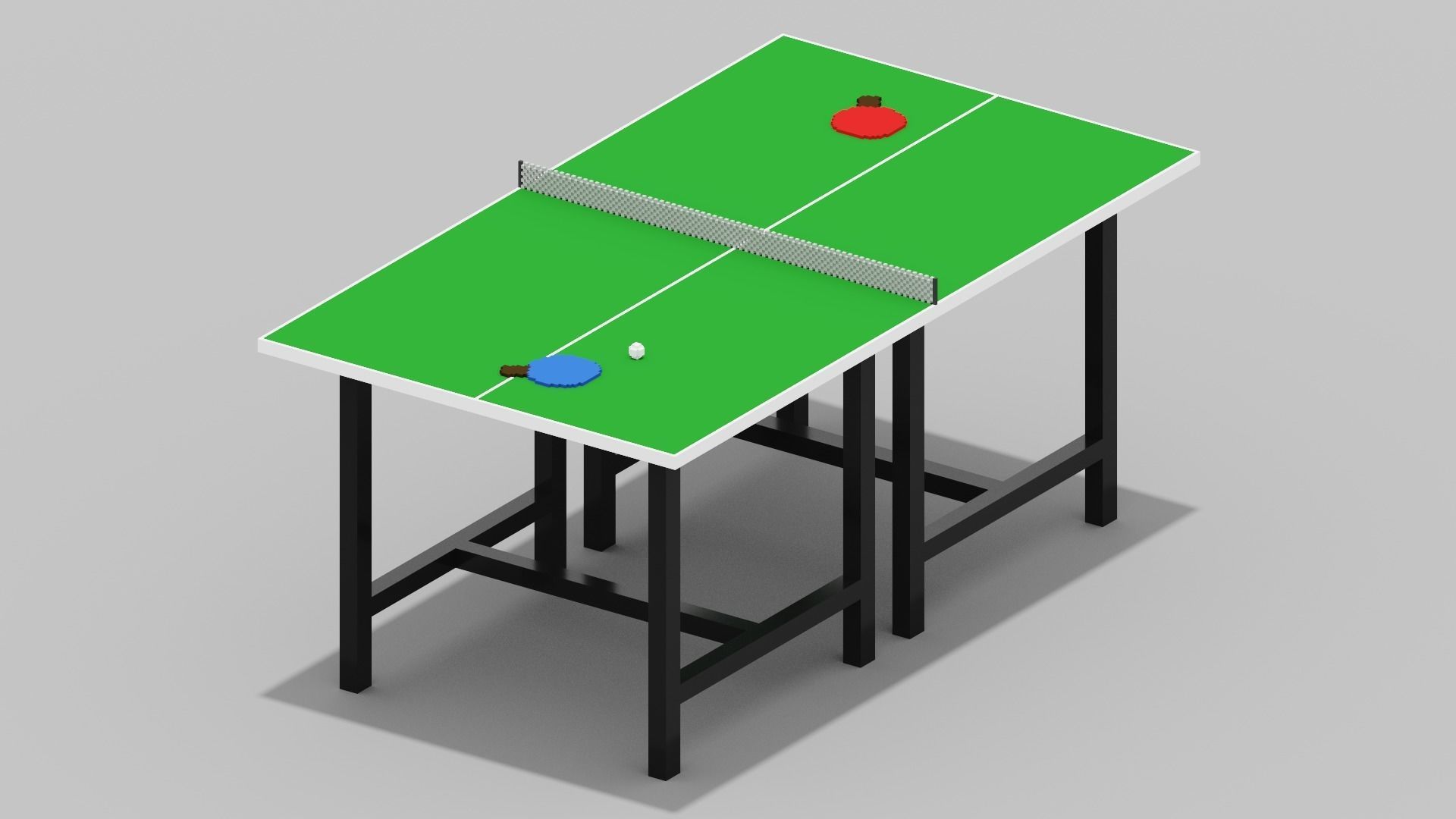 Voxel Ping Pong Table  Low-poly 3D model_7