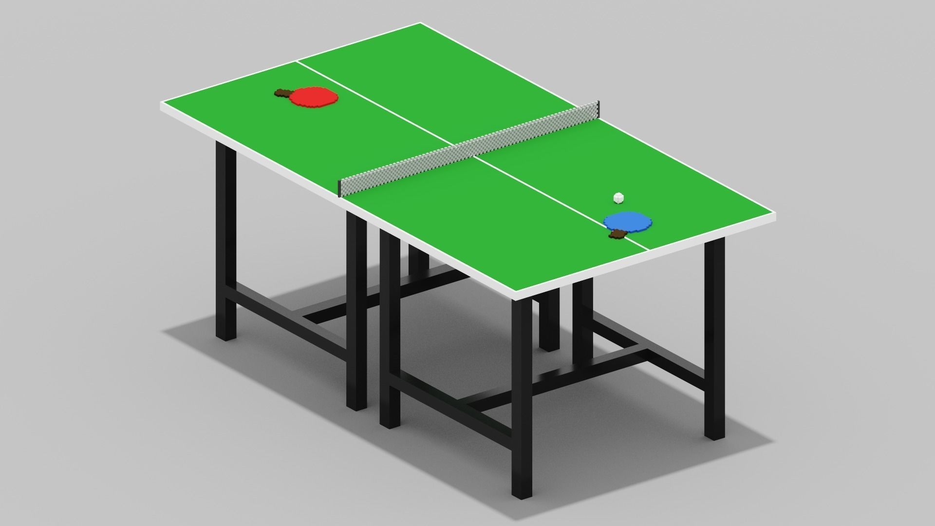 Voxel Ping Pong Table  Low-poly 3D model_2