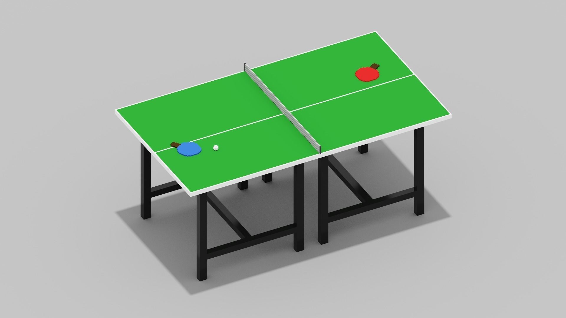 Voxel Ping Pong Table  Low-poly 3D model_12