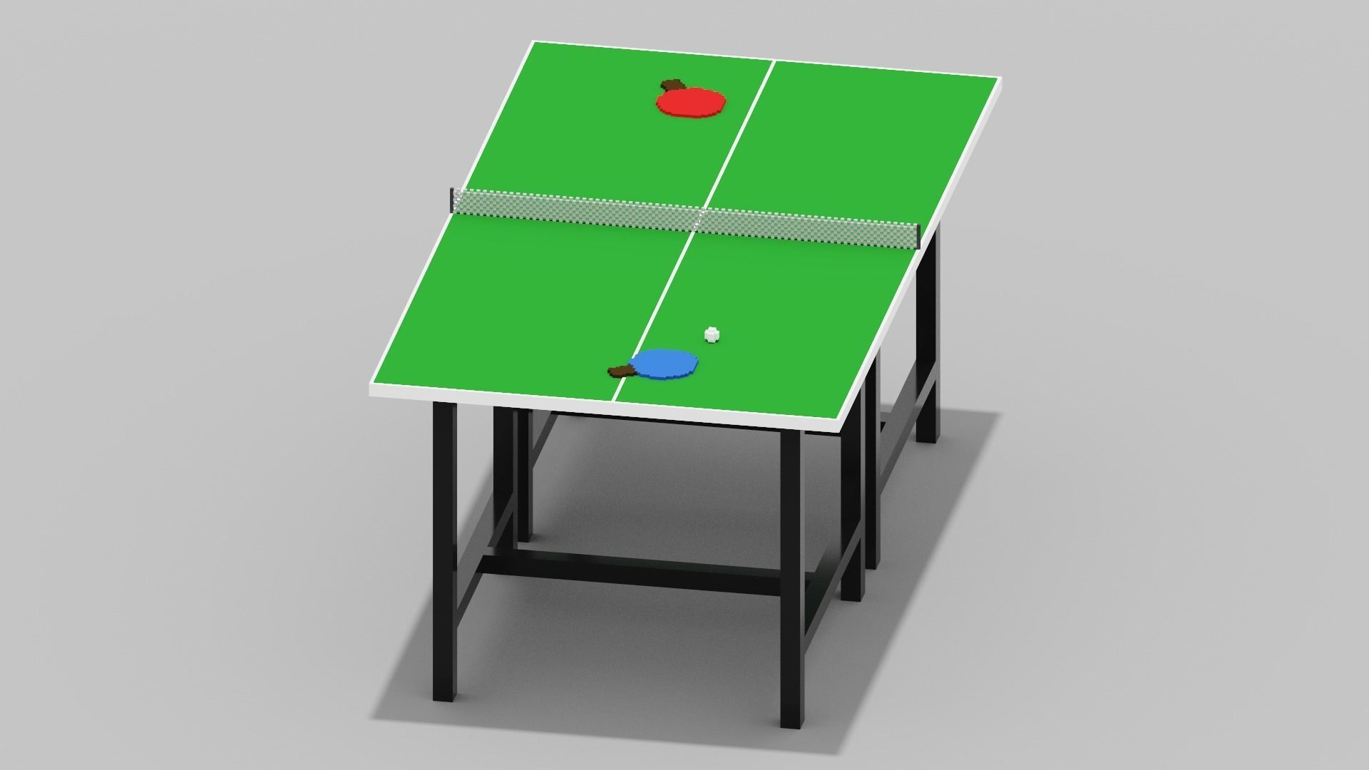 Voxel Ping Pong Table  Low-poly 3D model_6