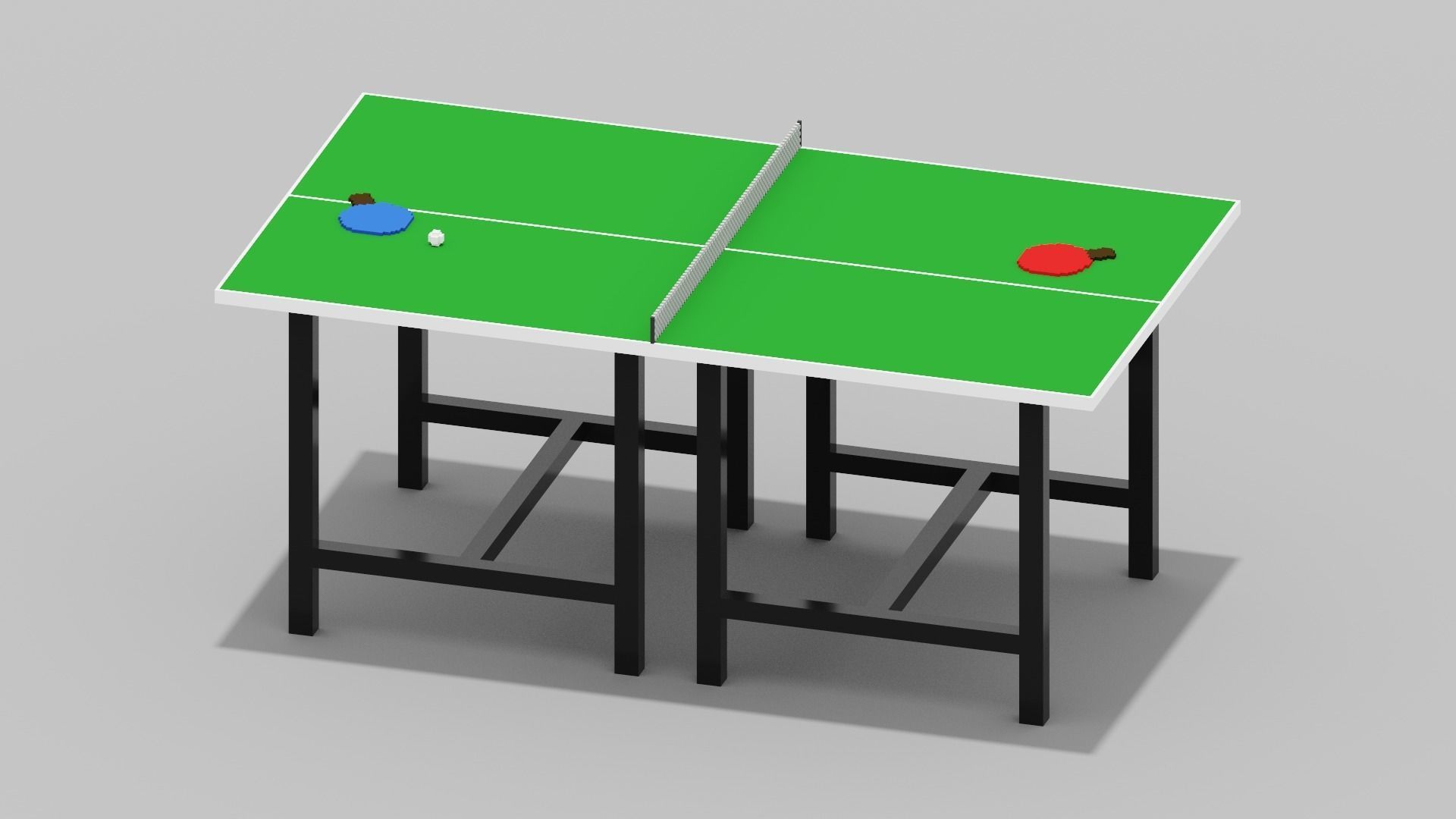 Voxel Ping Pong Table  Low-poly 3D model_18