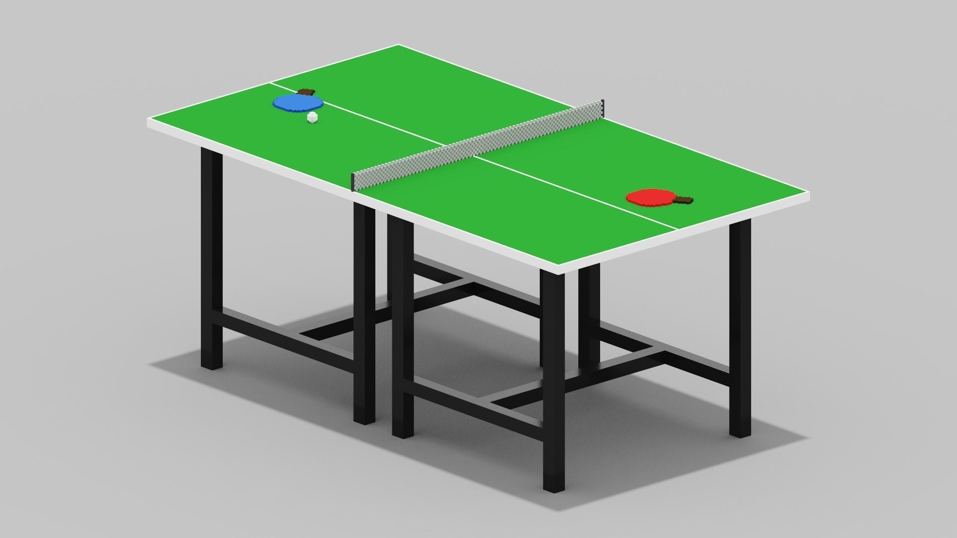 Voxel Ping Pong Table  Low-poly 3D model_15
