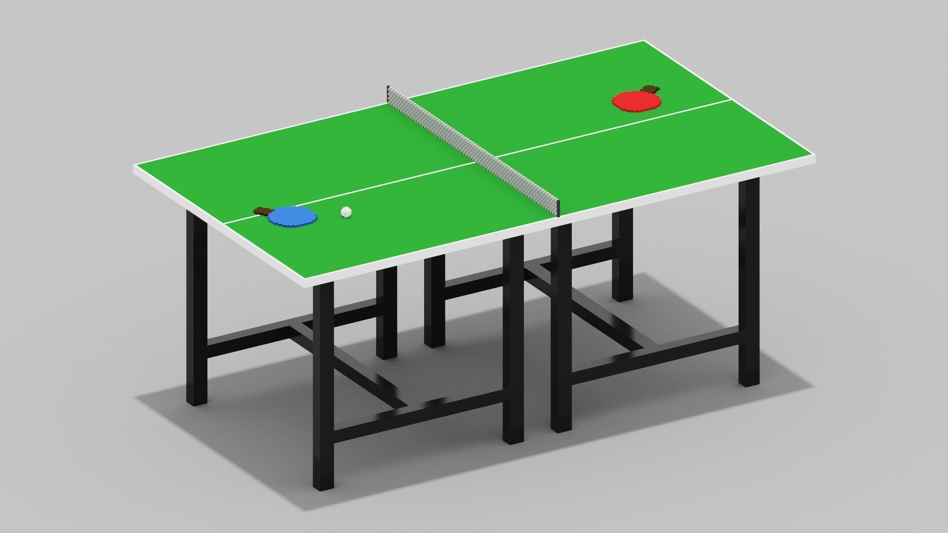 Voxel Ping Pong Table  Low-poly 3D model_16