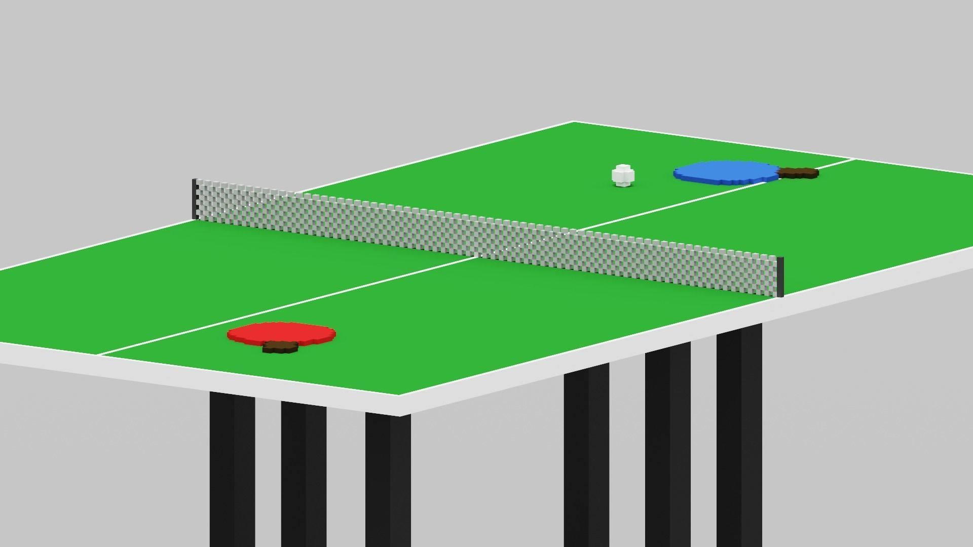 Voxel Ping Pong Table  Low-poly 3D model_4