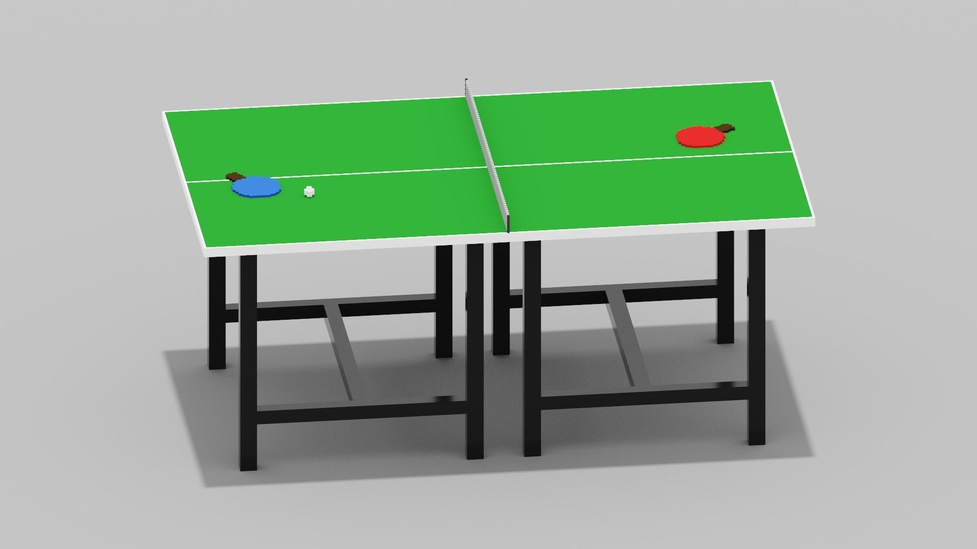 Voxel Ping Pong Table  Low-poly 3D model_17