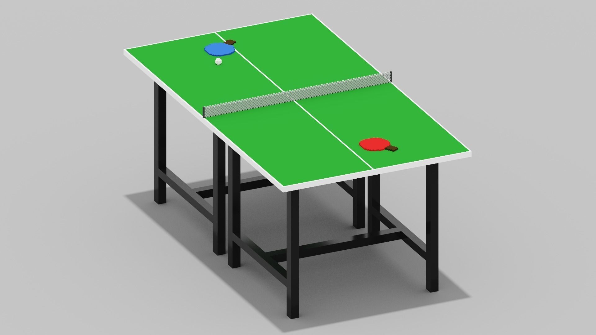 Voxel Ping Pong Table  Low-poly 3D model_20