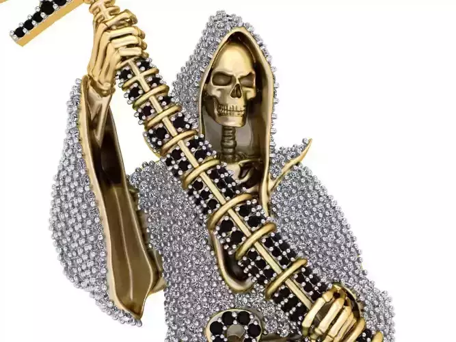 Grim Reaper - Gold Pendant Jewelry 3D print model