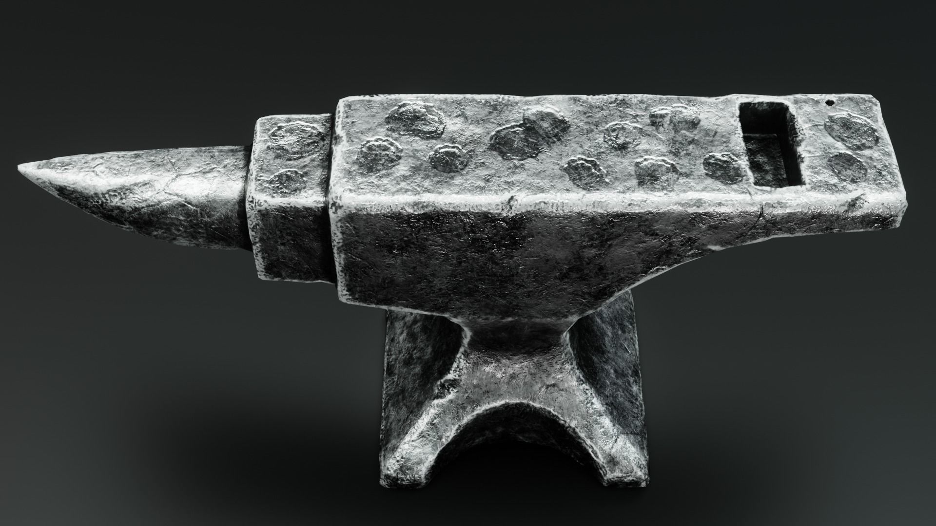 ANVIL PBR Low Poly Game ready metal hammer Low-poly 3D model_3