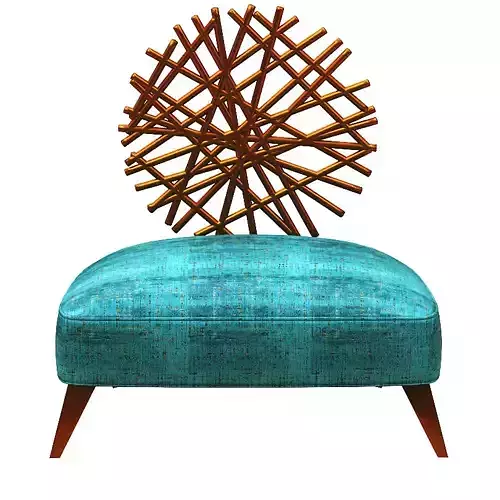 Armchair turquoise chair with wooden frame