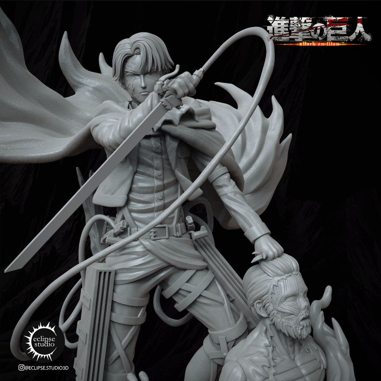 Levi Ackerman vs Zeke Jeager 3D print model_1