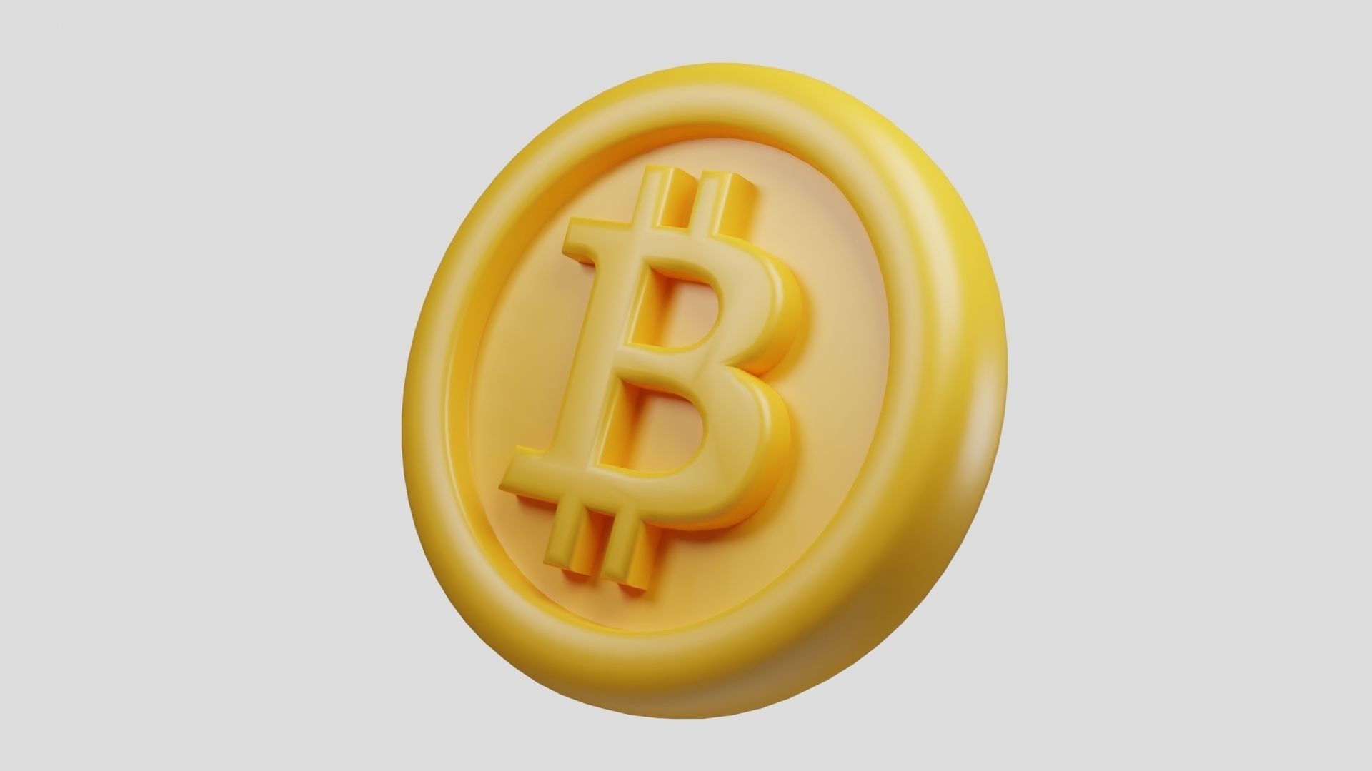 Bitcoin or BTC Gold crypto coin with cartoon style 3D model_1