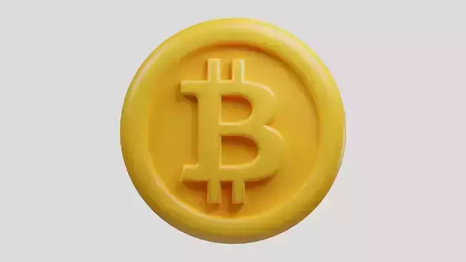 Bitcoin or BTC Gold crypto coin with cartoon style
