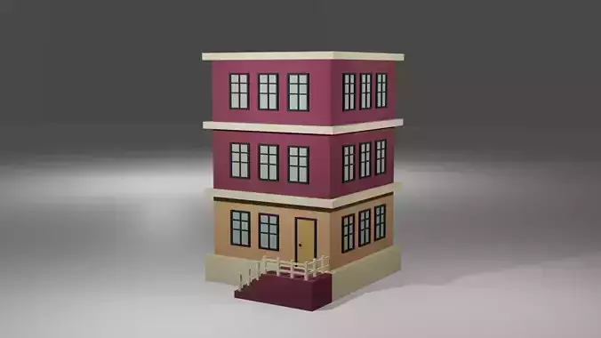 Low Poly Building three story