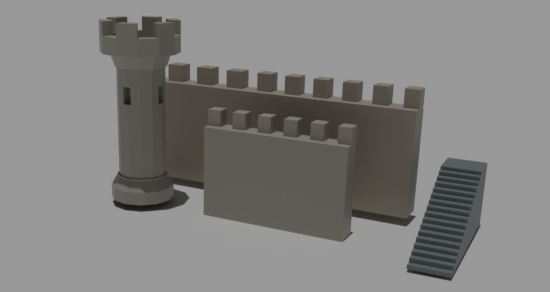 Low Poly Castle with wooden bridge Low-poly 3D model_6